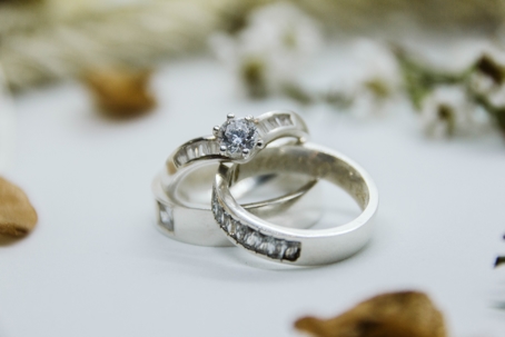 closeup of marriage rings